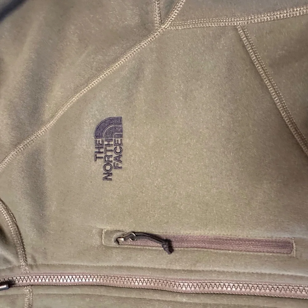 The North Face Mens Full Zip Fleece Jacket Olive Green Large Hiking Outdoor